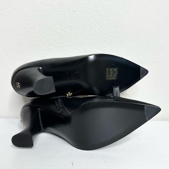 CHANEL Black Ankle Boots Size 37 Bow Accent NEW - Picture 7 of 12